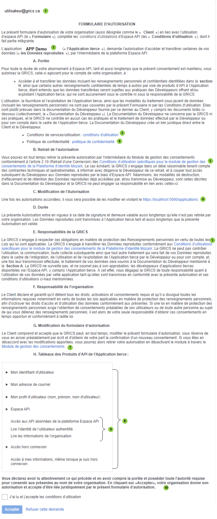 Fenêtre de consentement